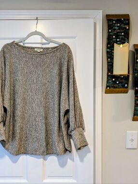 Max Studio Oversized Knit Top. Black/Cream Marled Dolman Sleeve - 2X - CB